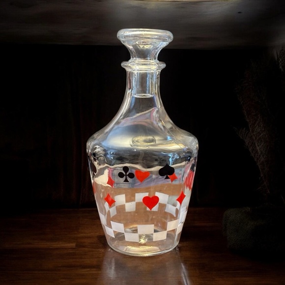 1950s/60s Luminarc French Liquor Decanter Set. Playing Card Motifs. - Picture 3 of 10